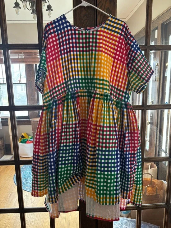 Multi-Color Gingham Midi Dress - Vibrant Check Pattern - Picture 6 of 7
